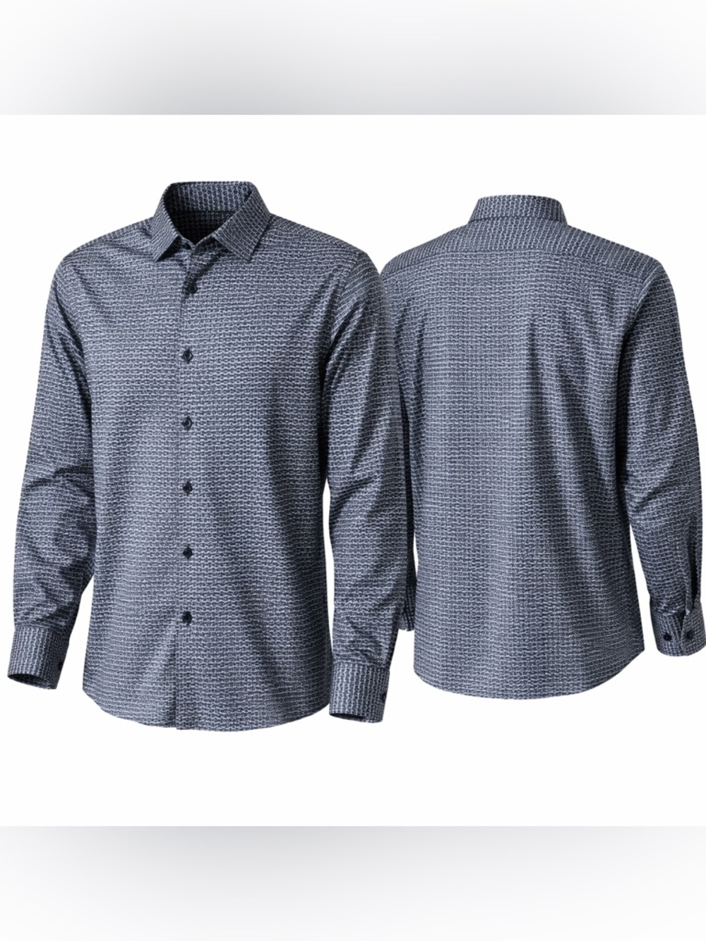 Performance Slim Fit – Tom Baine Black/White Pattern Button Down - M